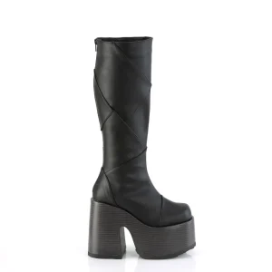 Similicuir hippie 13 cm CAMEL-280 femme botte plateforme épais talon chunky noire
