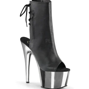 Similicuir Noir 18 cm Pleaser ADORE-1018 Chrome Plateforme Bottines