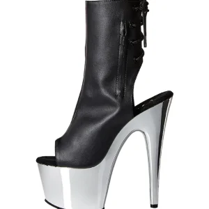 Similicuir Noir 18 cm Pleaser ADORE-1018 Chrome Plateforme Bottines