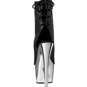 Similicuir Noir 18 cm Pleaser ADORE-1018 Chrome Plateforme Bottines