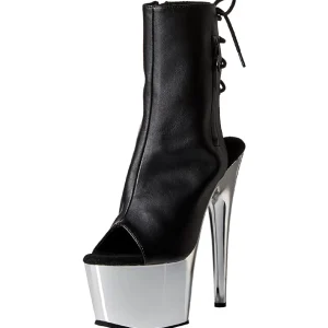 Similicuir Noir 18 cm Pleaser ADORE-1018 Chrome Plateforme Bottines