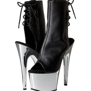 Similicuir Noir 18 cm Pleaser ADORE-1018 Chrome Plateforme Bottines