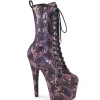 1040SPF - 18 cm bottine talon haut femme pleaser motif serpent rose