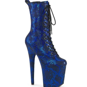 1040SPF - 20 cm bottine talon haut femme pleaser motif serpent bleues