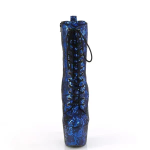 1040SPF - 18 cm bottine talon haut femme pleaser motif serpent bleues