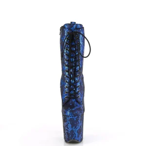 1040SPF - 20 cm bottine talon haut femme pleaser motif serpent bleues