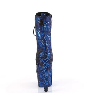 1040SPF - 18 cm bottine talon haut femme pleaser motif serpent bleues