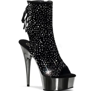 Strass 16 cm Pleaser DELIGHT-1018RS Chrome Plateforme Bottines