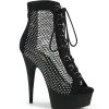 Tissu en maille strass 15 cm DELIGHT bottines plateforme à lacets en noir