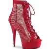 Tissu en maille strass 15 cm DELIGHT bottines plateforme à lacets en rouge
