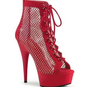 Tissu en maille strass 15 cm DELIGHT bottines plateforme à lacets en rouge