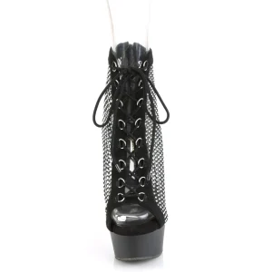 Tissu en maille strass 15 cm DELIGHT bottines plateforme à lacets en noir