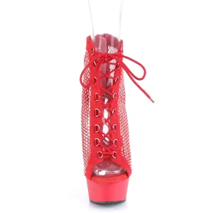 Tissu en maille strass 15 cm DELIGHT bottines plateforme à lacets en rouge