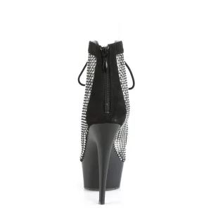 Tissu en maille strass 15 cm DELIGHT bottines plateforme à lacets en noir