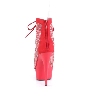 Tissu en maille strass 15 cm DELIGHT bottines plateforme à lacets en rouge