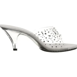 Transparent 8 cm BELLE-301RS Mules Haut Talon Glitzee