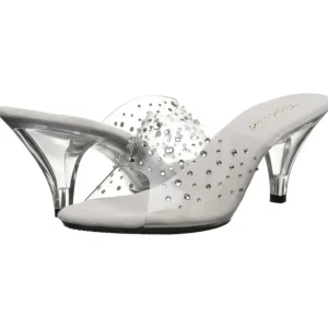 Transparent 8 cm BELLE-301RS Mules Haut Talon Glitzee