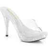 Transparent 11,5 cm ELEGANT-401 Pierre strass plateforme mules femme