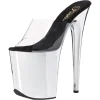 Transparent 20 cm FLAMINGO-801 Chrome Pantoufles Talons Hauts