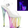 Transparent 20 cm FLAMINGO-808RG-03 hauts talons avec plateforme glitter