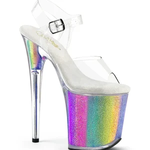 Transparent 20 cm FLAMINGO-808RG-01 hauts talons avec plateforme glitter