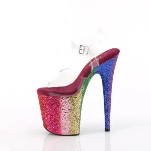 Transparent 20 cm FLAMINGO-808RBG hauts talons avec plateforme glitter