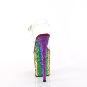Transparent 20 cm FLAMINGO-808RBG hauts talons avec plateforme glitter