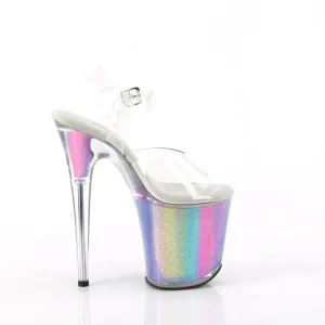 Transparent 20 cm FLAMINGO-808RG-01 hauts talons avec plateforme glitter