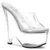 Transparent 16,5 cm Pleaser BEAU-601 Mules Talons Compensées