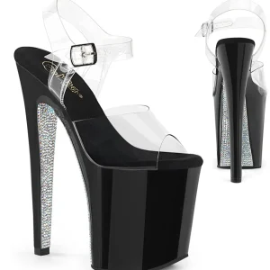 Transparent 20 cm XTREME-808CRS pleaser sandales à semelles strass argent