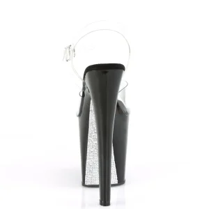 Transparent 20 cm XTREME-808CRS pleaser sandales à semelles strass argent