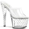 Transparent Strass Platform 18 cm STARDUST-701 Mules Talons Hauts