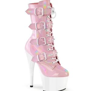 1046TT - 18 cm plateforme bottines talons aiguilles vernis rose