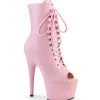 Vegan 18 cm ADORE-1021 bottines plate-forme et bout ouvert rose