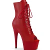 Vegan 18 cm ADORE-1021 bottines plate-forme et bout ouvert rouges
