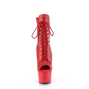 Vegan 18 cm ADORE-1021 bottines plate-forme et bout ouvert rouges