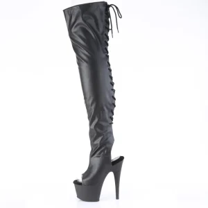 Vegan 18 cm ADORE-3017 talons hauts bottes cuissardes bout ouvert avec lacets