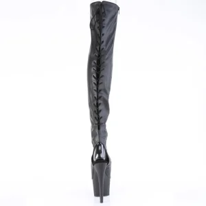 Vegan 18 cm ADORE-3017 talons hauts bottes cuissardes bout ouvert avec lacets