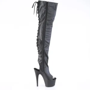 Vegan 18 cm ADORE-3017 talons hauts bottes cuissardes bout ouvert avec lacets
