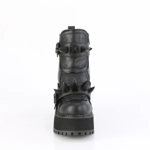 Vegan 12 cm ASSAULT-72 botas de tornozelo à semelles cloutées et plateforme pour femmes en noir