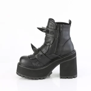 Vegan 12 cm ASSAULT-72 botas de tornozelo à semelles cloutées et plateforme pour femmes en noir