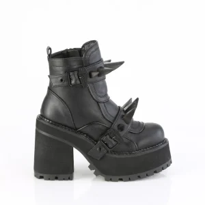 Vegan 12 cm ASSAULT-72 botas de tornozelo à semelles cloutées et plateforme pour femmes en noir