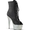 Vegan 18 cm BEJ-1021-7 bottines plate-forme et bout ouvert noir