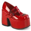 Vegan 13 cm CAMEL-55 chaussures plateforme épais talon haut chunky heels rouges