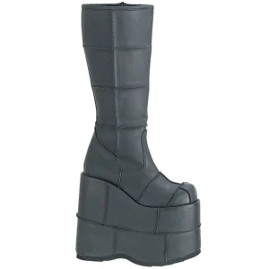 Vegan 18 cm cyberpunk bottes au genou homme plateforme extrême noir