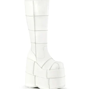 Vegan 18 cm cyberpunk bottes au genou homme plateforme extrême blanc