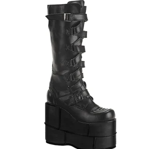 Vegan 18 cm cyberpunk bottes au genou homme plateforme extrême noir