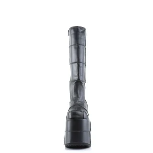 Vegan 18 cm cyberpunk bottes au genou homme plateforme extrême noir