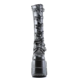 Vegan 18 cm cyberpunk bottes au genou homme plateforme extrême noir