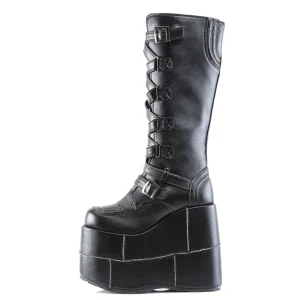 Vegan 18 cm cyberpunk bottes au genou homme plateforme extrême noir